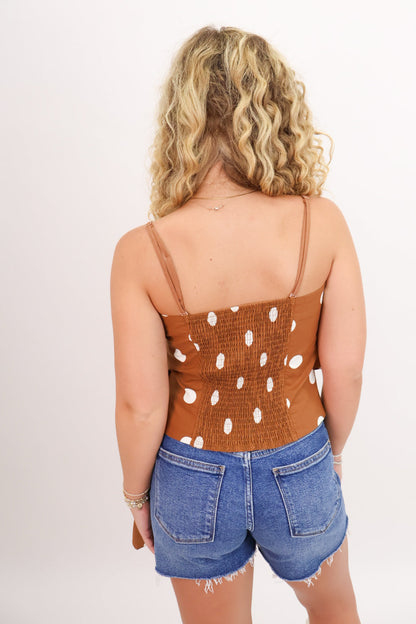 Polka Dot Cami Top - Brown