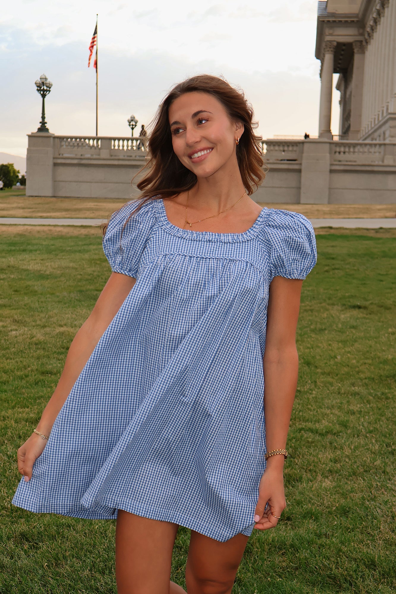 Teddy Gingham Ruffle Dress