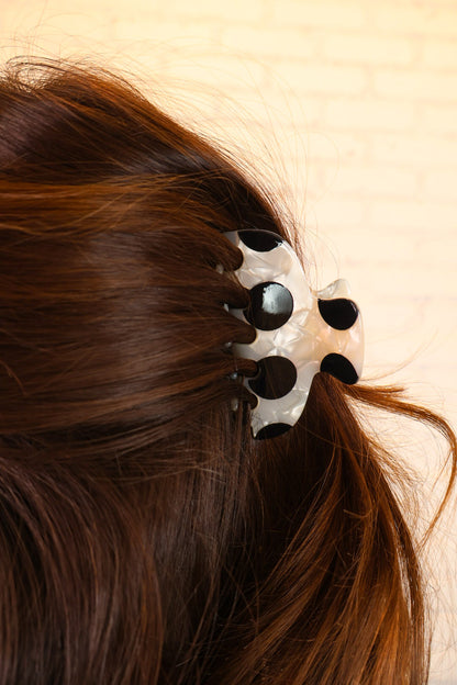 Black & White Polka Dot Hair Clip
