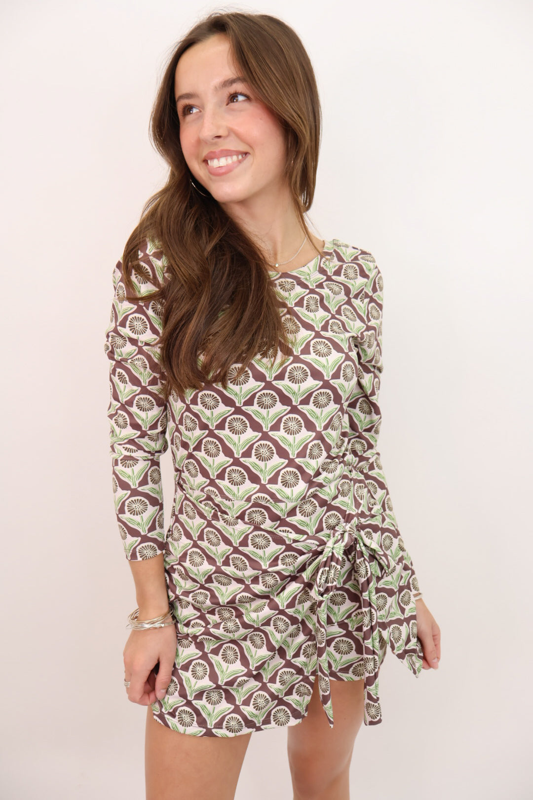 Weekend Wrap Athletic Romper - Brown Floral Block