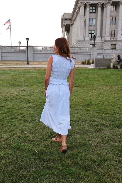 Sandie Pinstripe Skirt in Blue