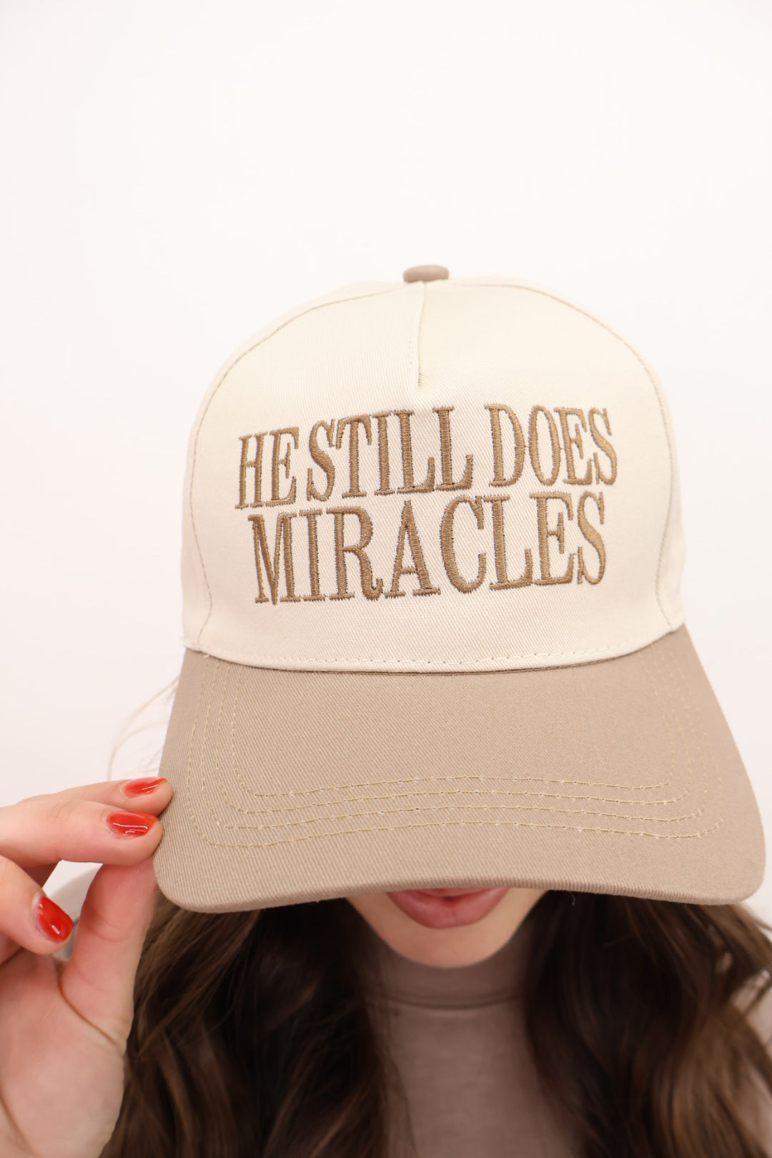 He Still Does Miracles Embroidered Cap - Tan
