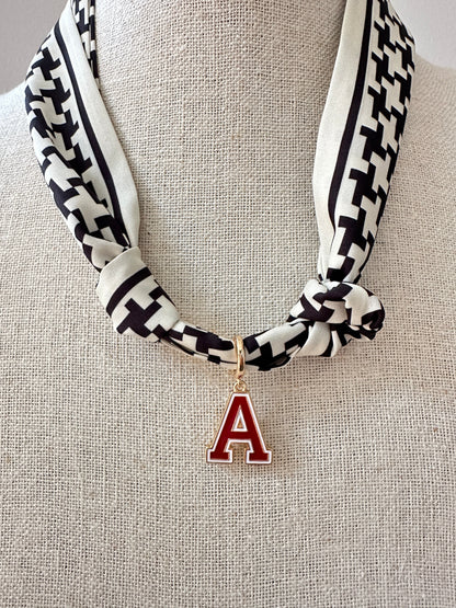 Gameday Scarf Necklace - Houndstooth with A Medallion