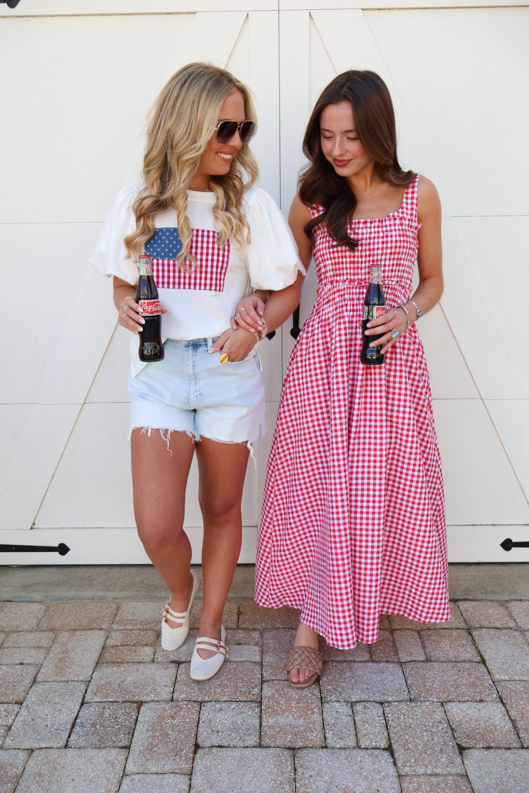 Red Gingham Midi Dress