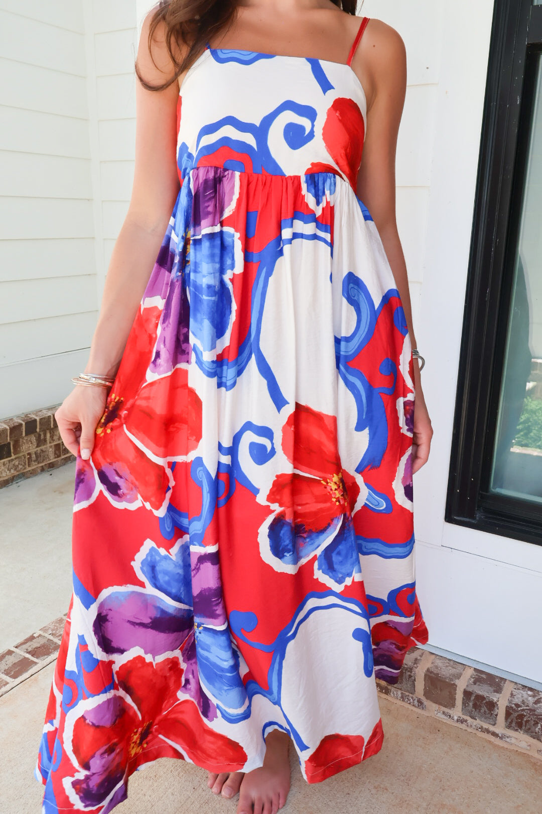 Bold Red Floral Maxi Dress