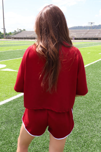 The Kristen Cropped Boxy Tee + Athletic Shorts Set - Roll Tide Patch