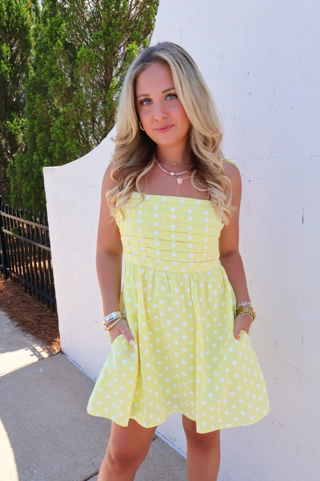 Yellow Polka Dot Mini Dress