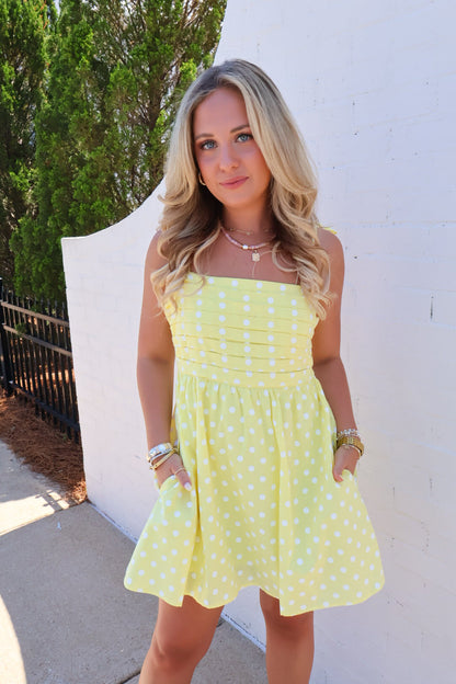 Yellow Polka Dot Mini Dress