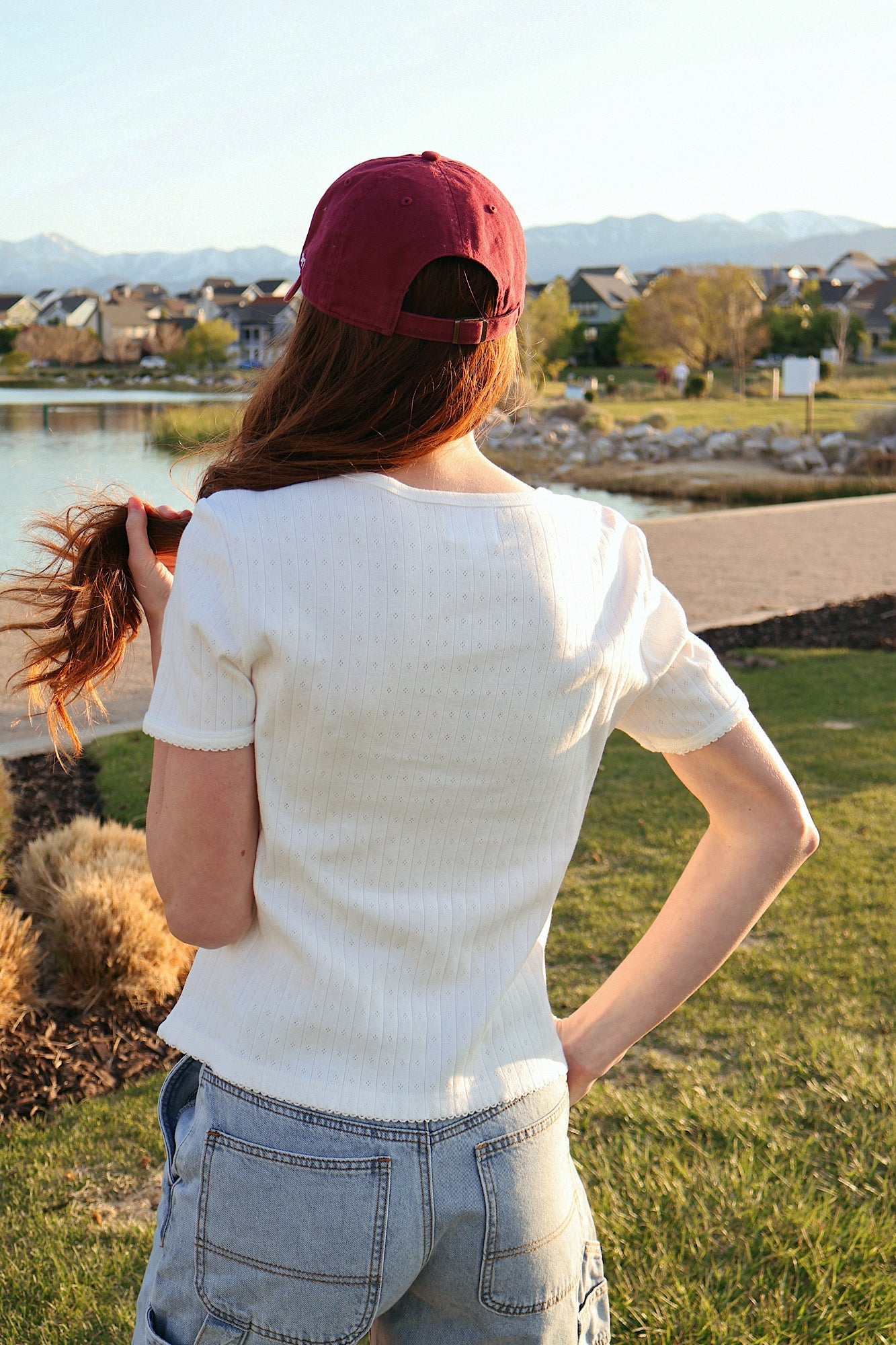 Leslie Pointelle V-Neck Tee