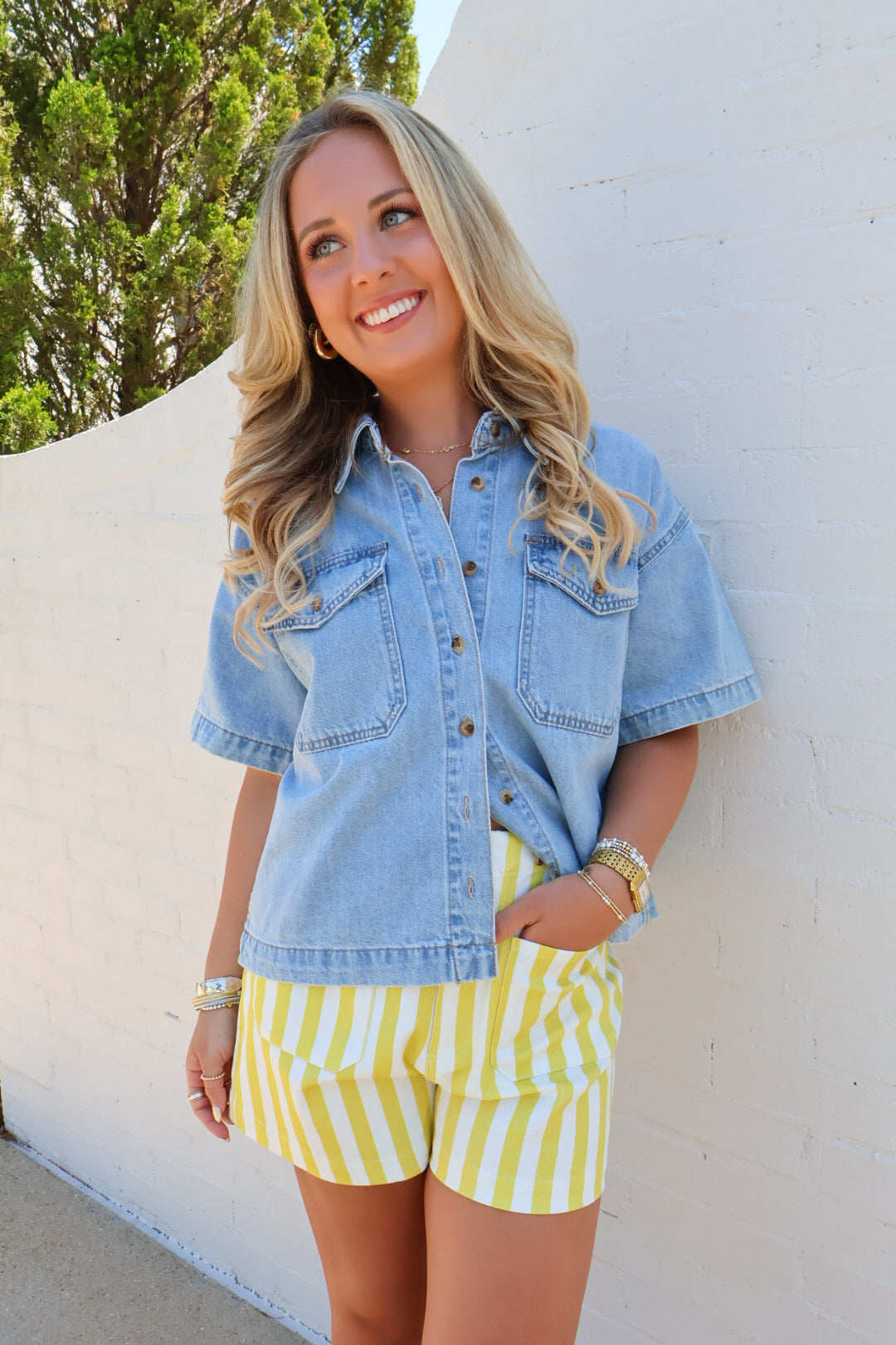 Sunshine Yellow Striped Shorts