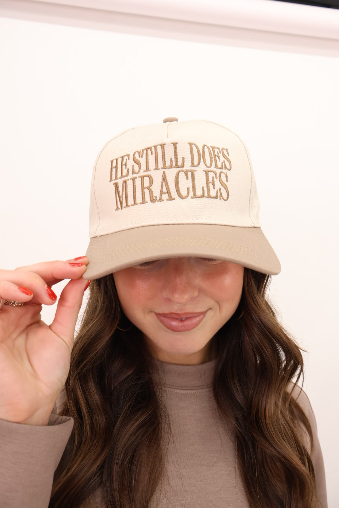 He Still Does Miracles Embroidered Cap - Tan