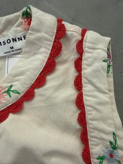 FINAL SALE - FLAWED Poppy Floral Embroidered Dress - Medium