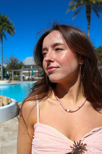 Becky Pink + Gold Delicate Pearl Necklace