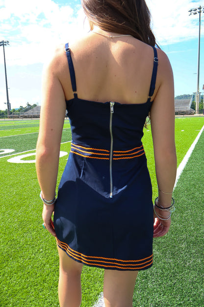 Navy Ric Rac Trim Mini Dress