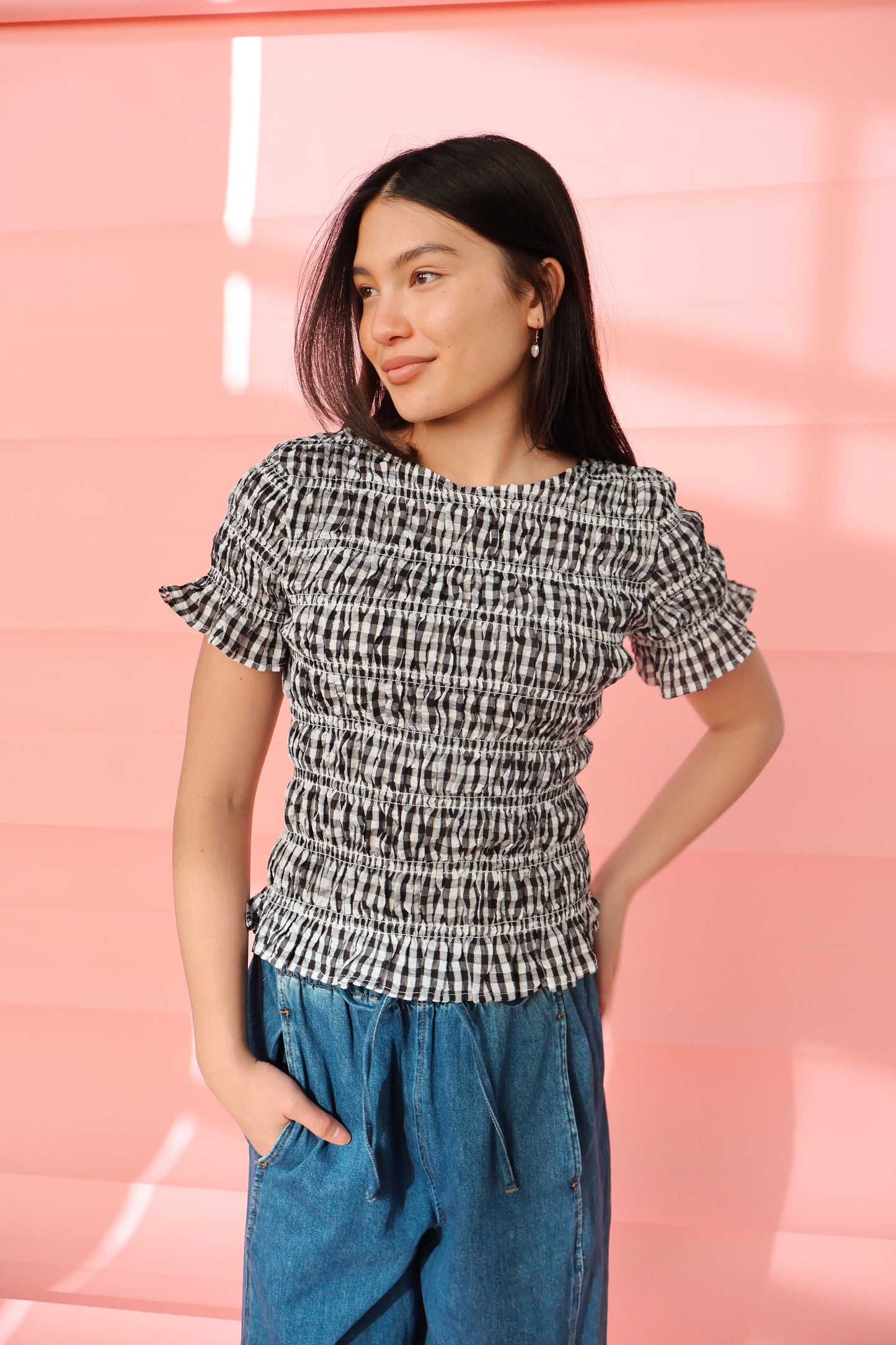 Ruby Smocked Top in Black