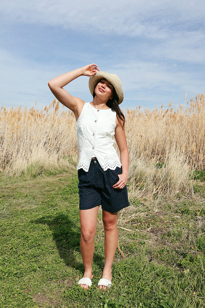 Greta Denim Eyelet Vest