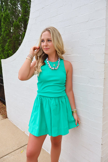 Tank + Flared Skirt Set - Green