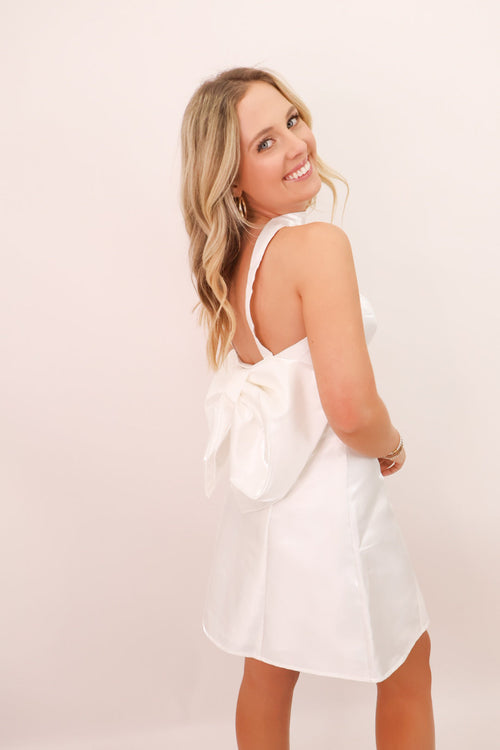 Bow Back White Mini Dress