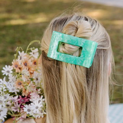 TELETIES Medium Flat Rectangle Hair Clip - Spring Splash