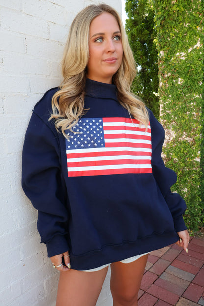 USA Reversible Mockneck Pullover