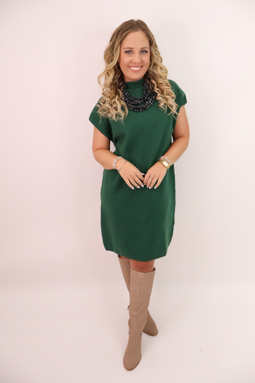 Sleeveless Sweater Dress- Emerald Green