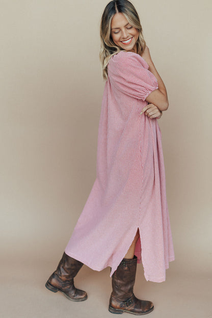 Eliza Gingham Maxi Dress in Red