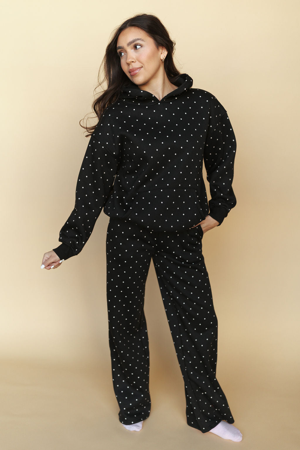 Spot On Polka Dot Hoodie in Black