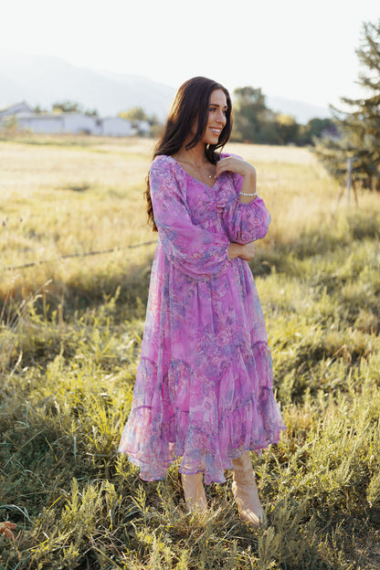 Purple Rain Floral Midi