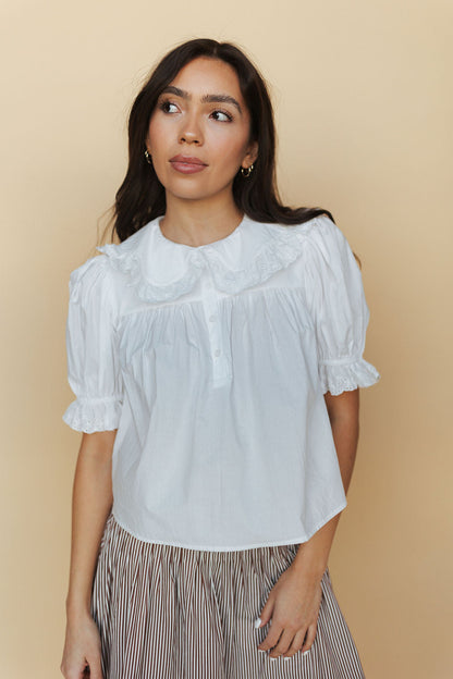 Connie Collared Short Sleeve Blouse