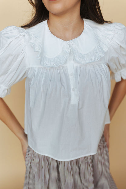 Connie Collared Short Sleeve Blouse