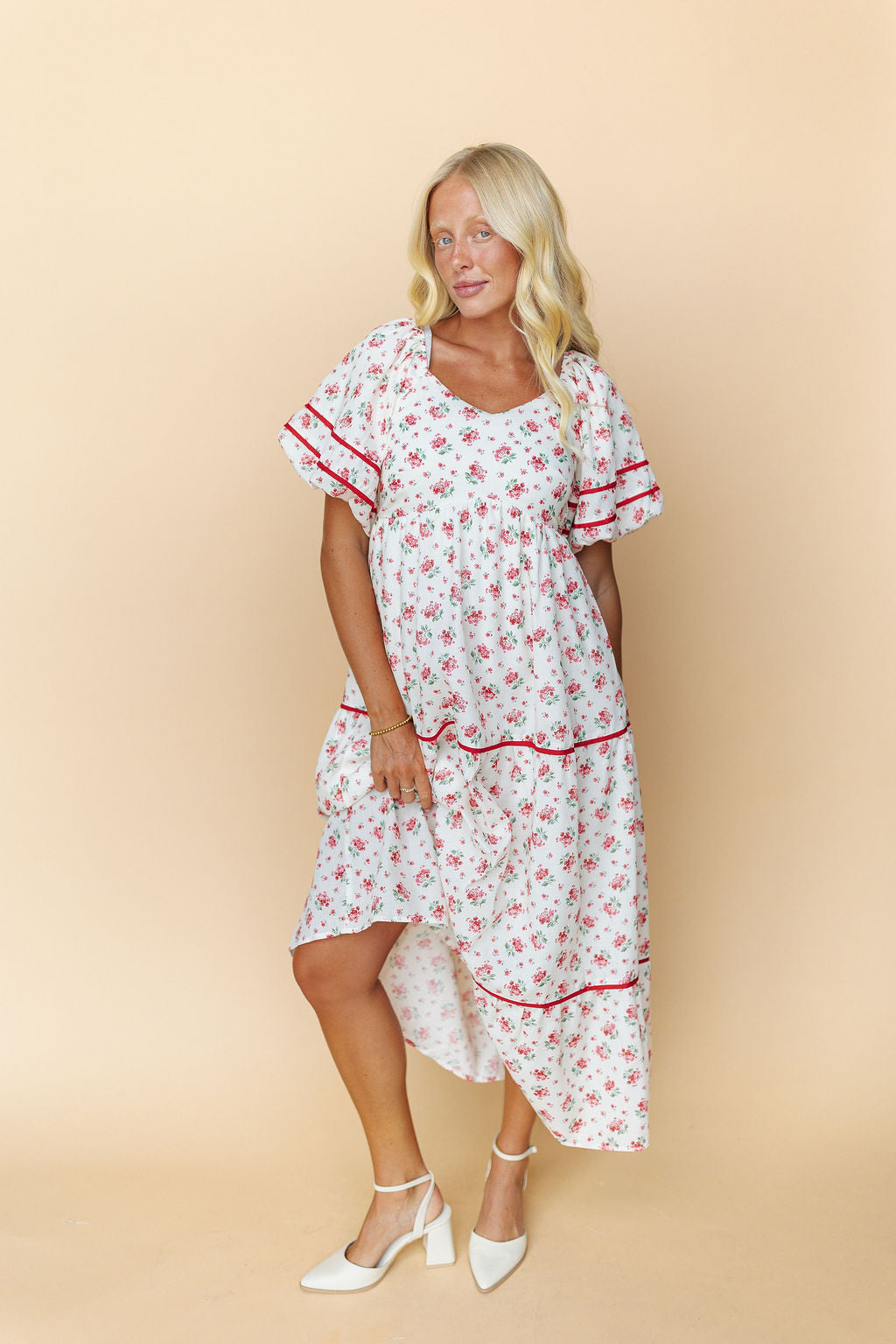 Margaret Floral Dress in Red