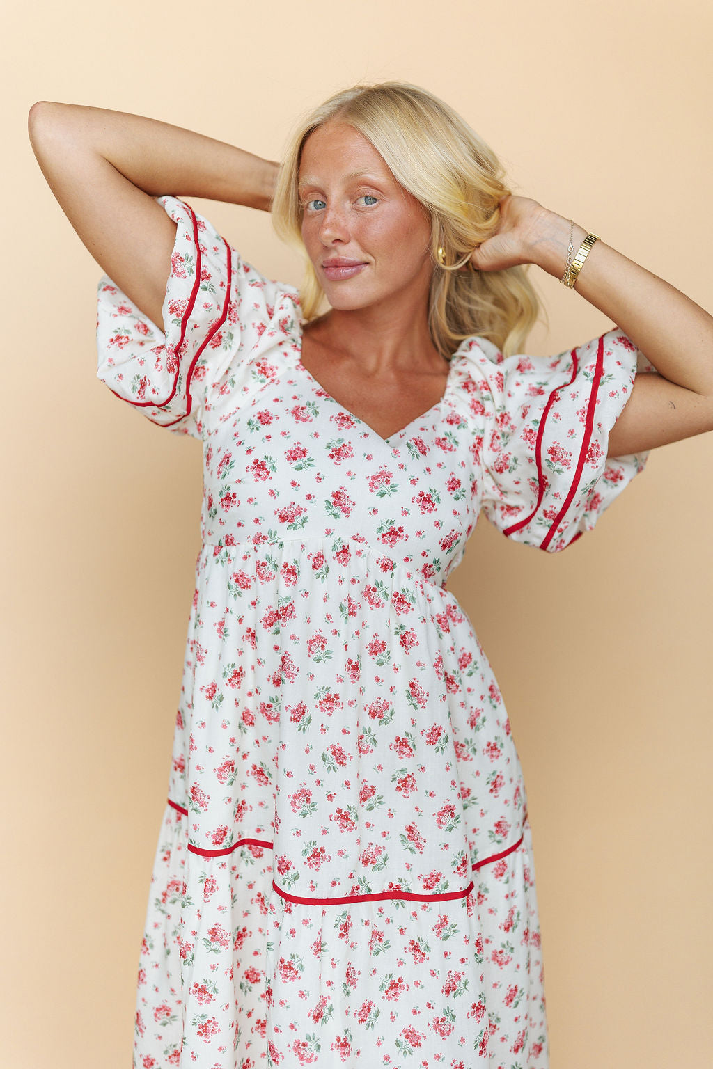 Margaret Floral Dress in Red