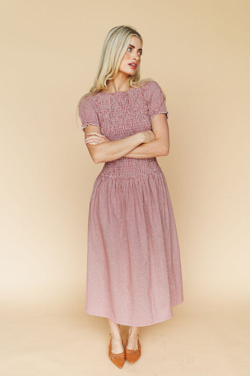 Vienna Gingham Maxi in Red