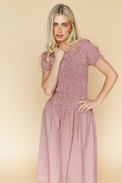 Vienna Gingham Maxi in Red