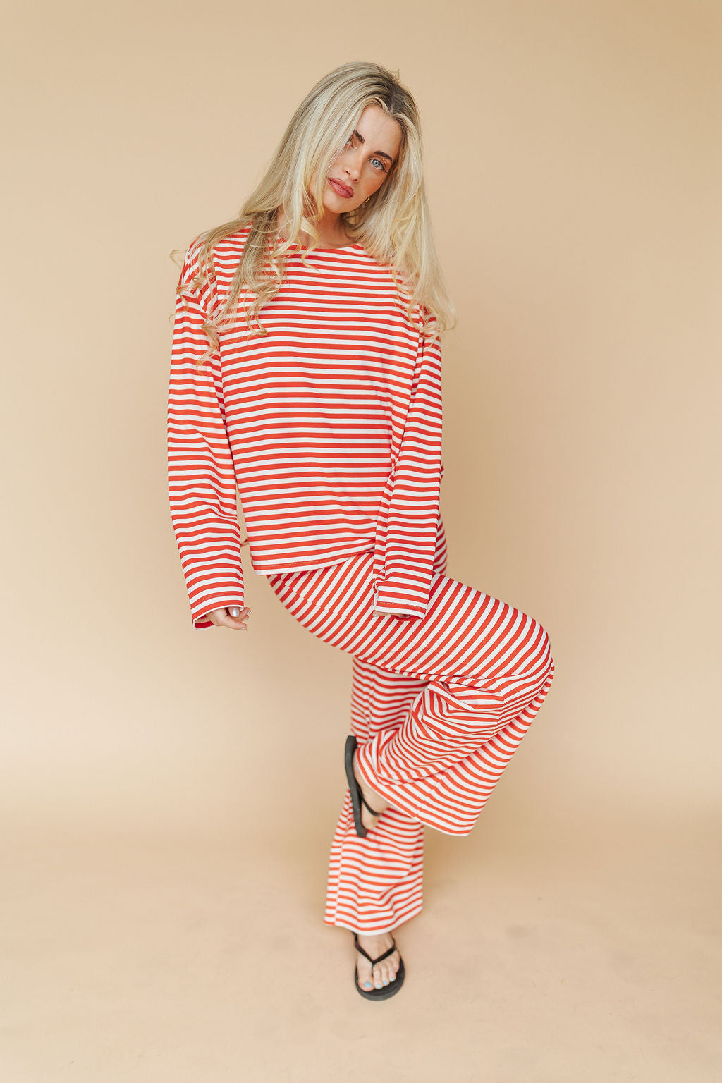 Lauren Stripe Pants in Red