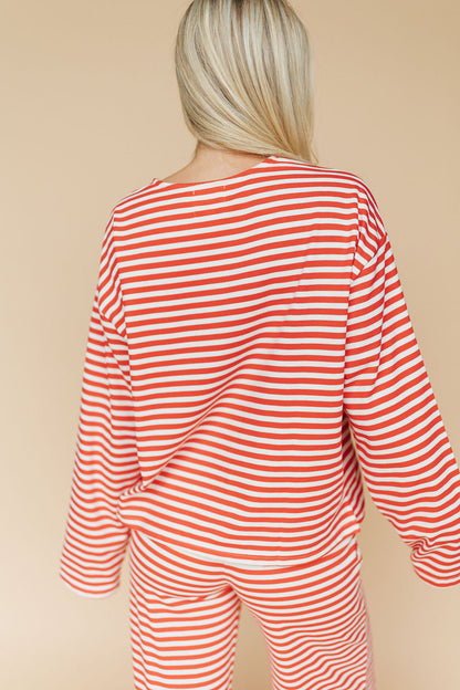 Lauren Stripe Long Sleeve in Red