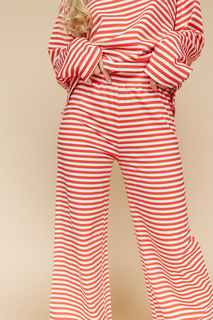 Lauren Stripe Pants in Red