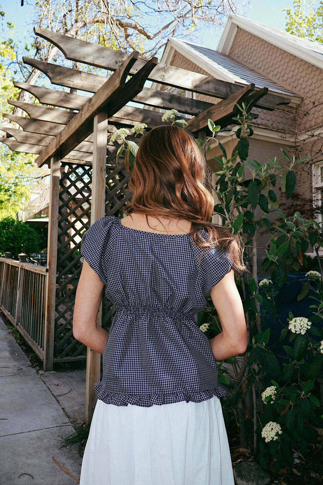 Ellen Plaid Top in Navy
