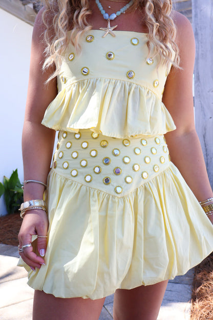 Yellow Embellished Two-Piece Set