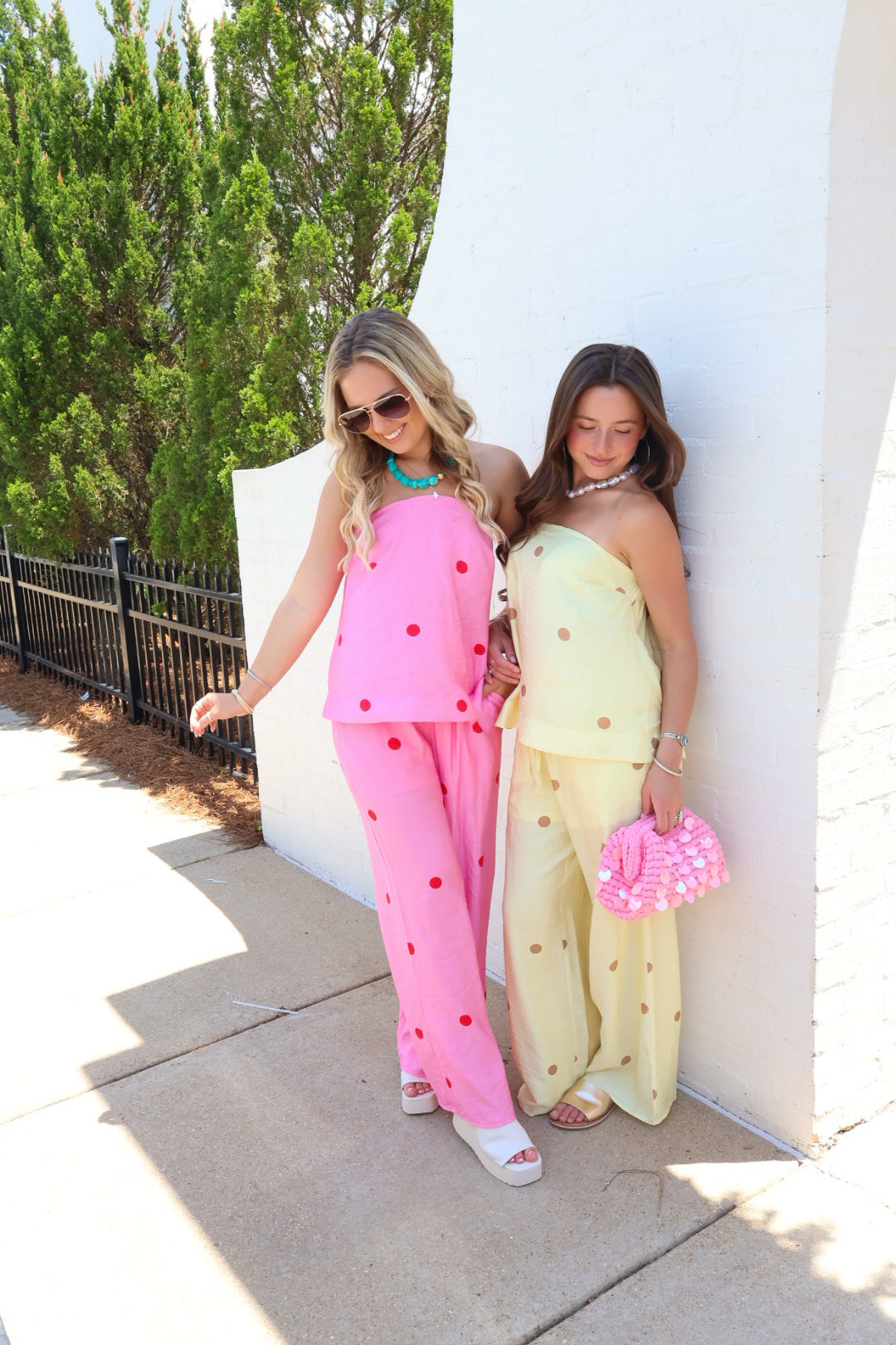 Sweet Spot Polka Dot Pants Set - Pink