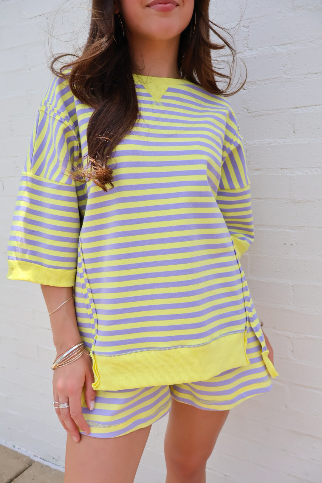 Lavender Lemon Striped Lounge Set
