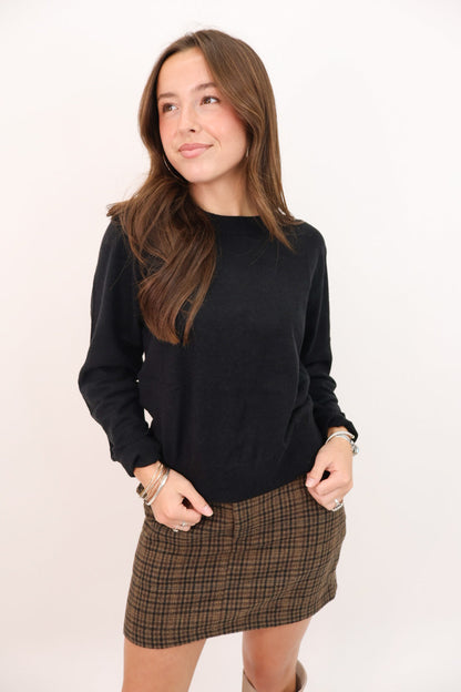 Essential Knit Pullover Sweater - Black