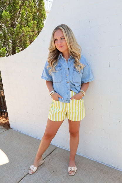 Sunshine Yellow Striped Shorts