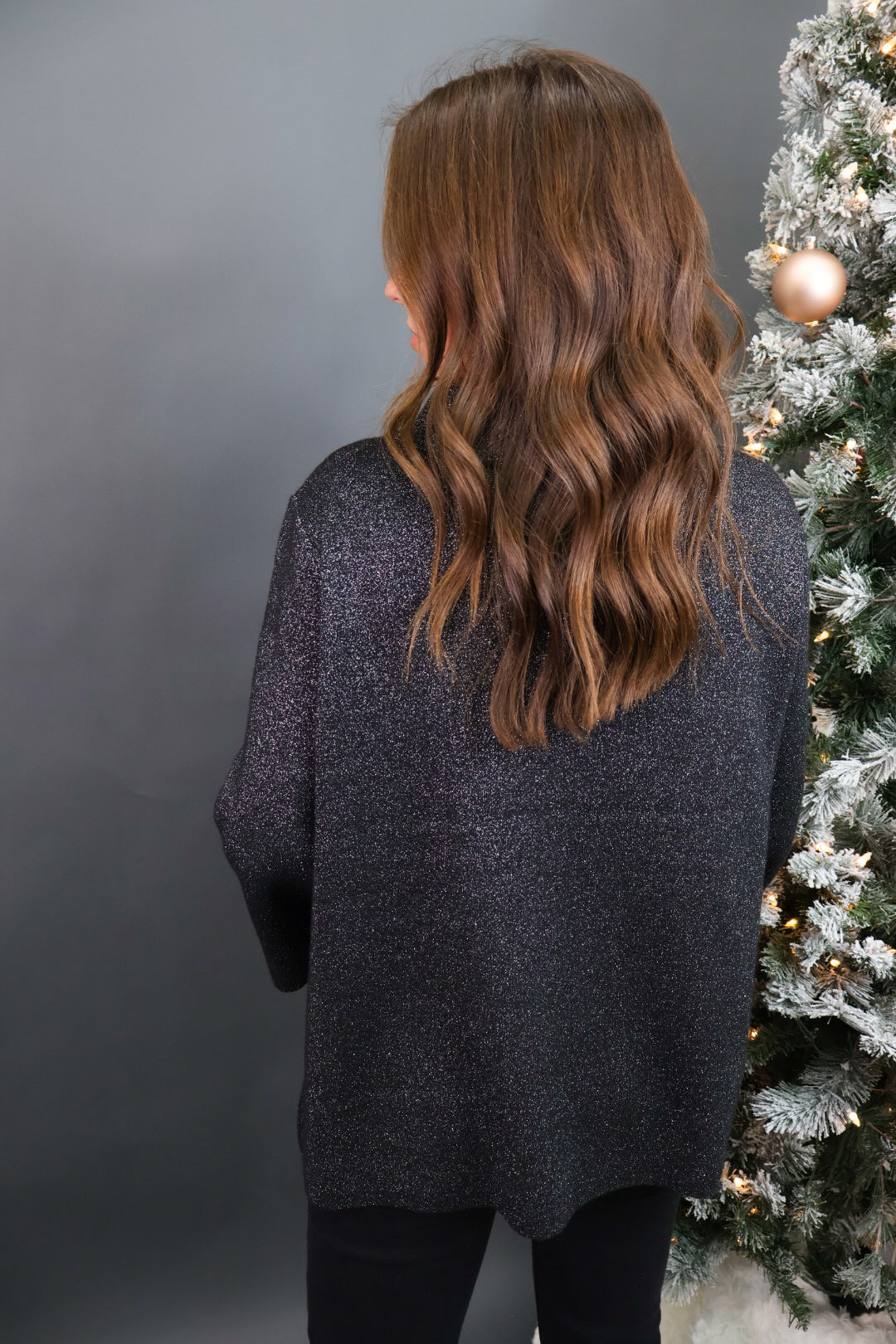 Metallic Blend Mock Neck Sweater