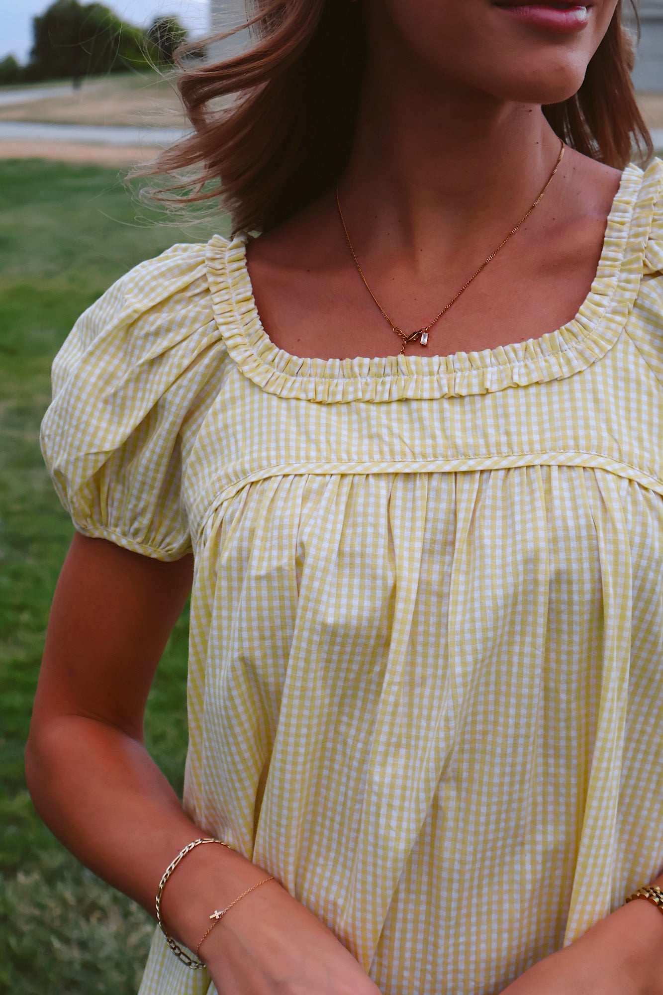 Teddy Gingham Ruffle Dress