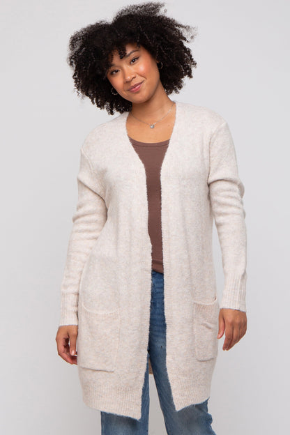 Beige Basic Knit Cardigan