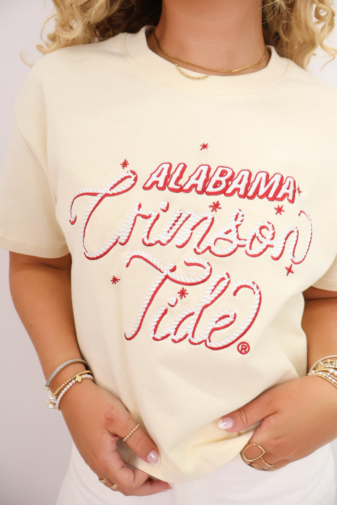 Embroidered Alabama Crimson Tide Boxy Crop Tee