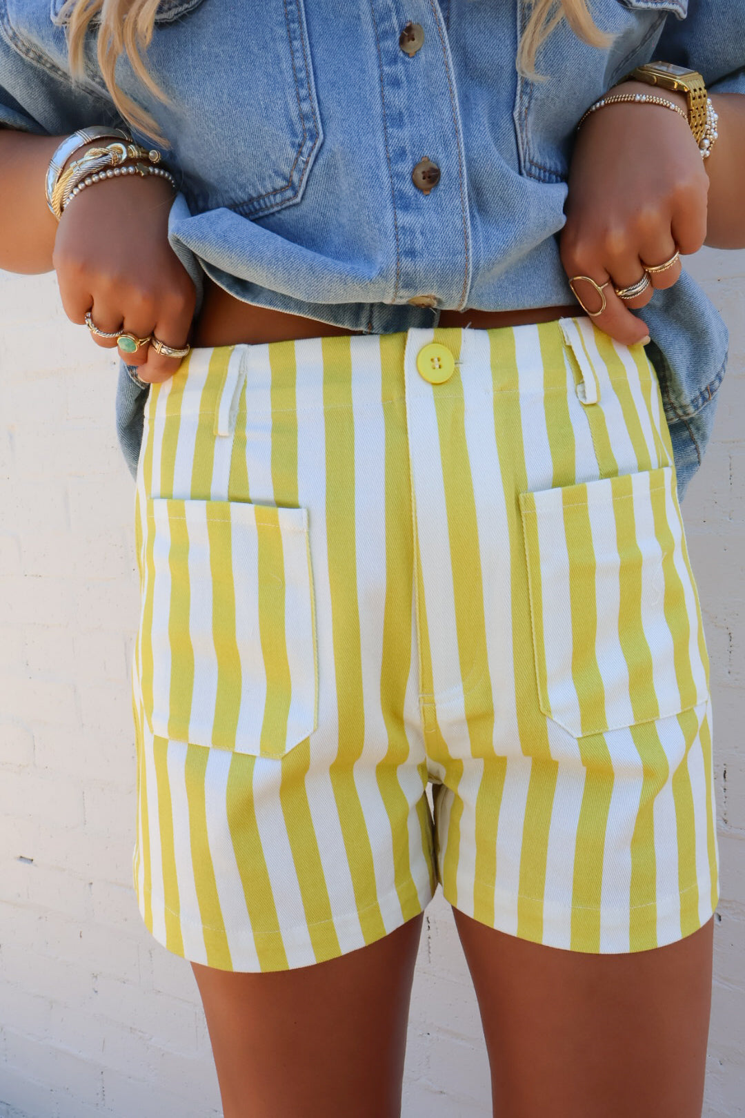 Sunshine Yellow Striped Shorts