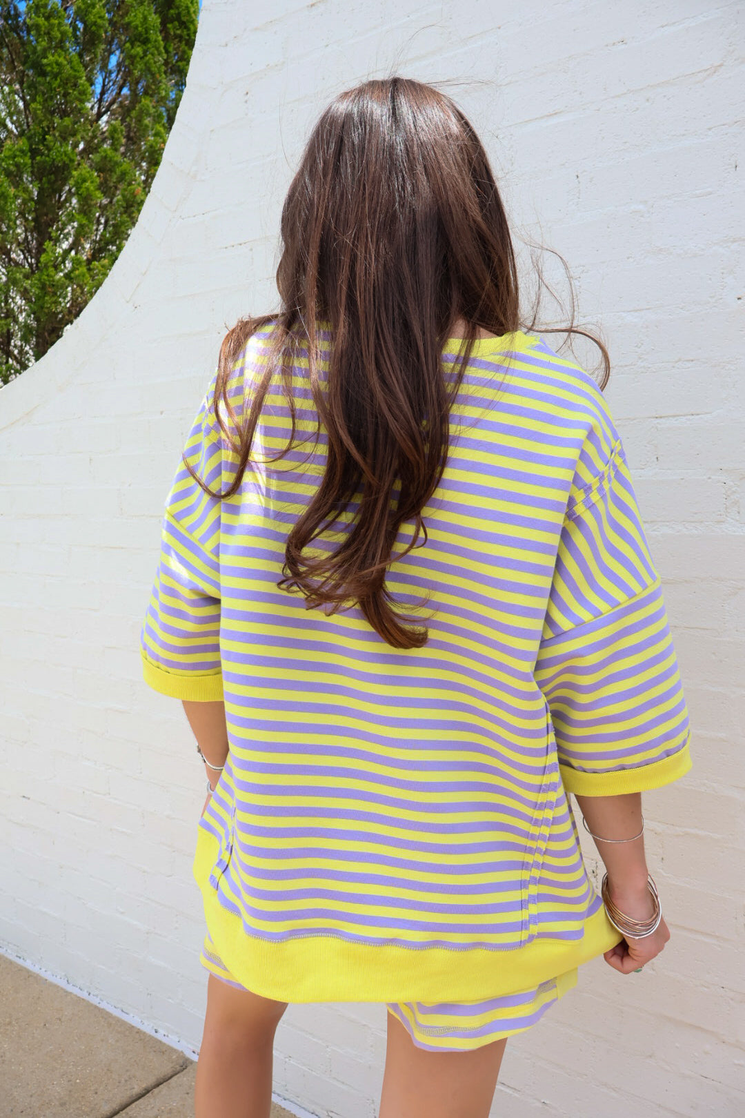 Lavender Lemon Striped Lounge Set