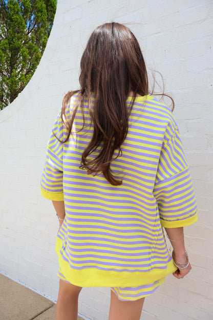 Lavender Lemon Striped Lounge Set